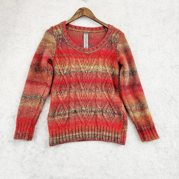 Anthropologie Elsamanda Wool Women's Striped Chunky Sweater L  Crewneck 28CT - Picture 1 of 6